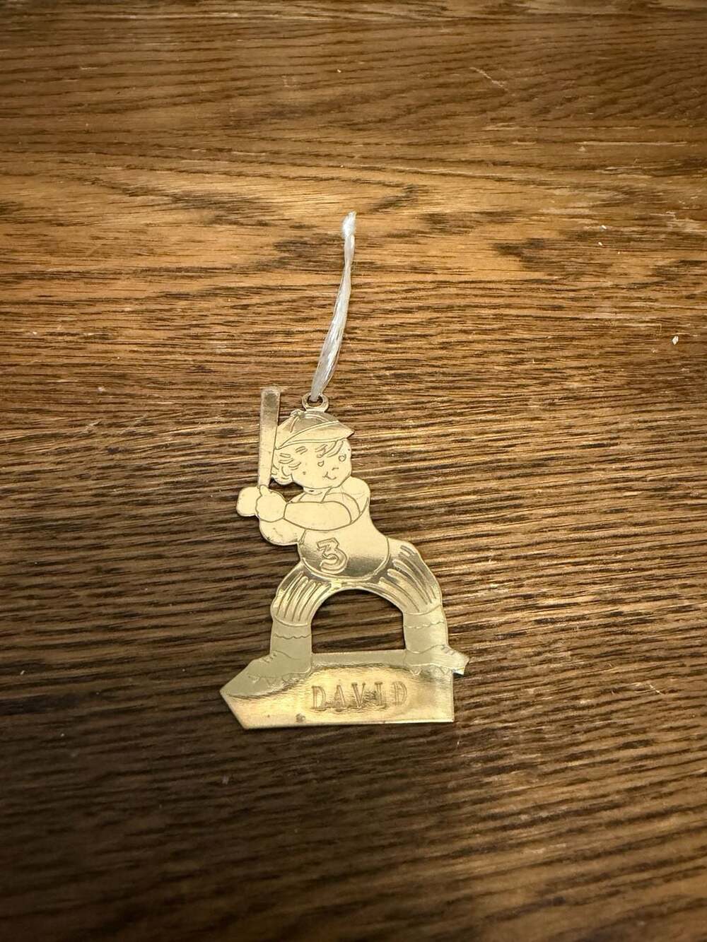 Homco Brass Baseball Player Ornament David Personalized Vintage